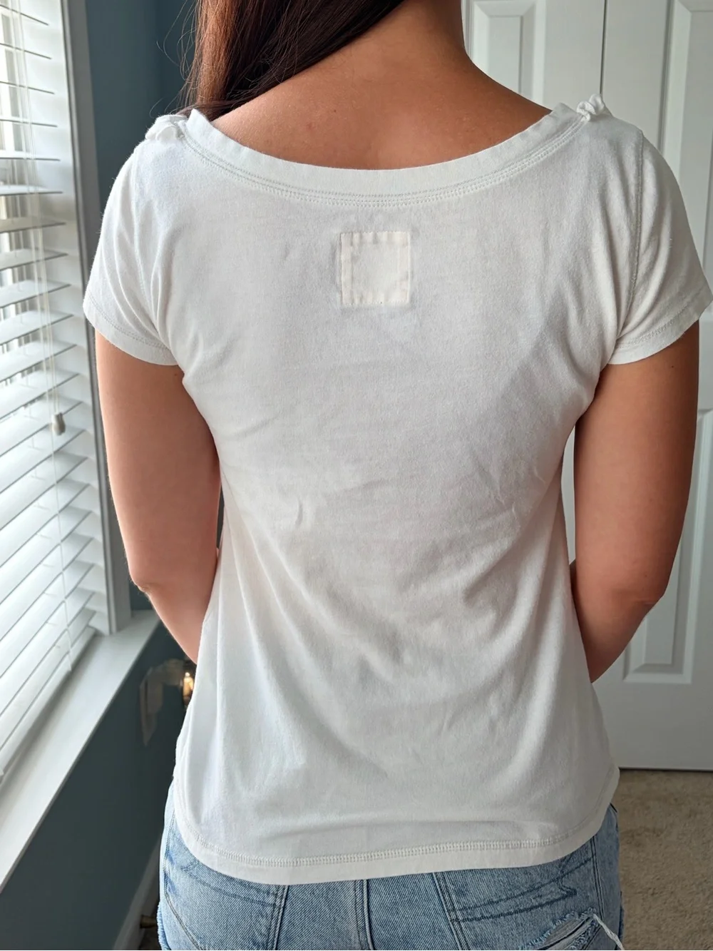 Rare Vintage Hollister Y2K White Ruffle Babydoll Knit Top Size Small - Picture 2 of 5